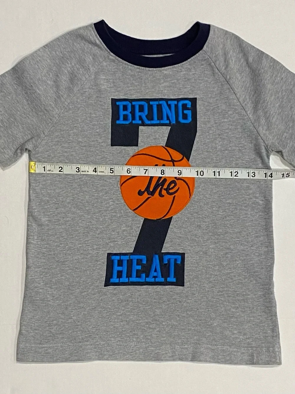 Gymboree Boys Gray  'Bring the Heat' Short Sleeve Basketball T-Shirt Small (5-6)